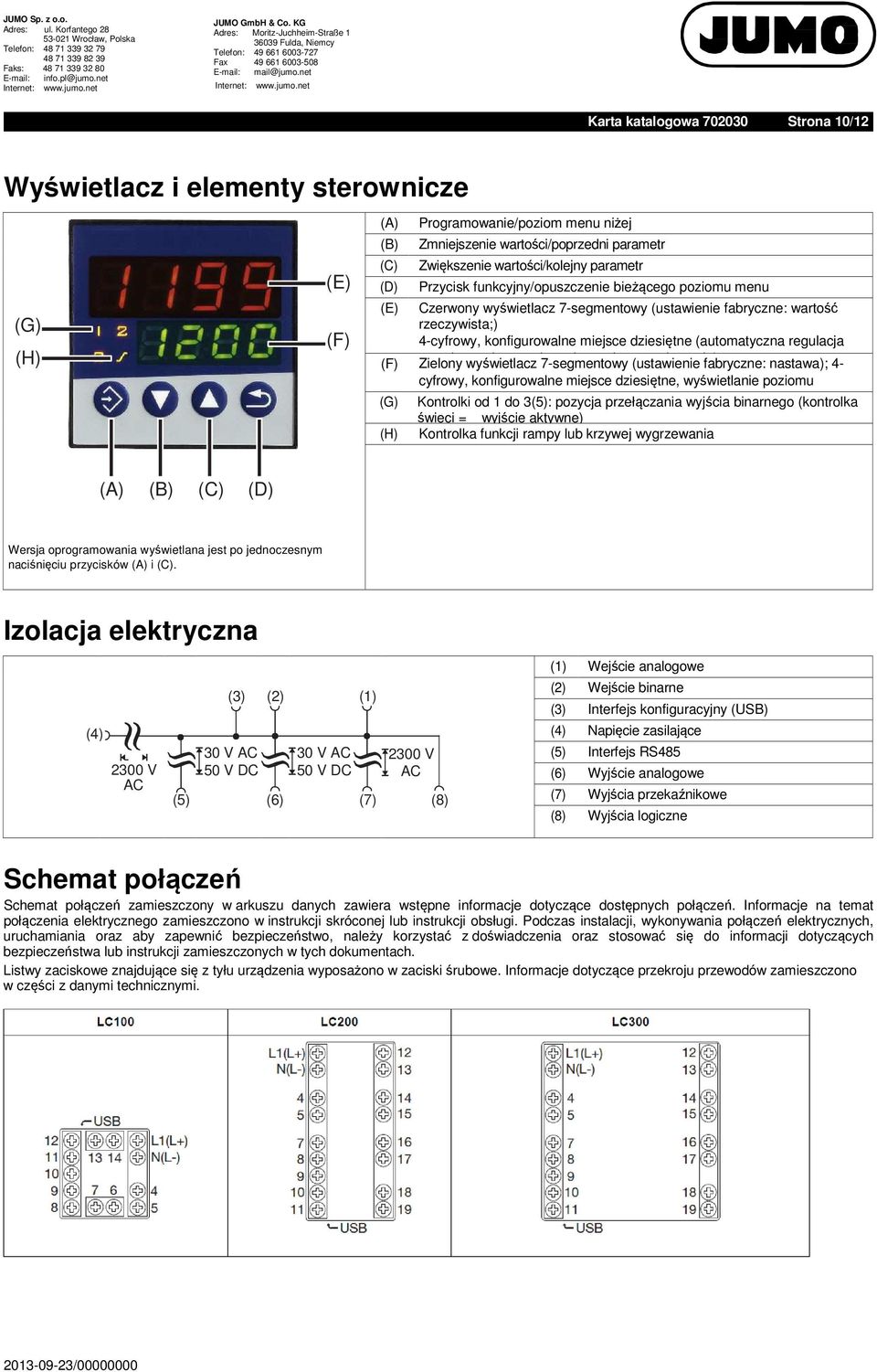 dziesiętne (automatyczna regulacja (F) w Zielony razie przekroczenia wyświetlacz 7-segmentowy maksymalnego (ustawienie wskazania) fabryczne: nastawa); 4- cyfrowy, konfigurowalne miejsce dziesiętne,