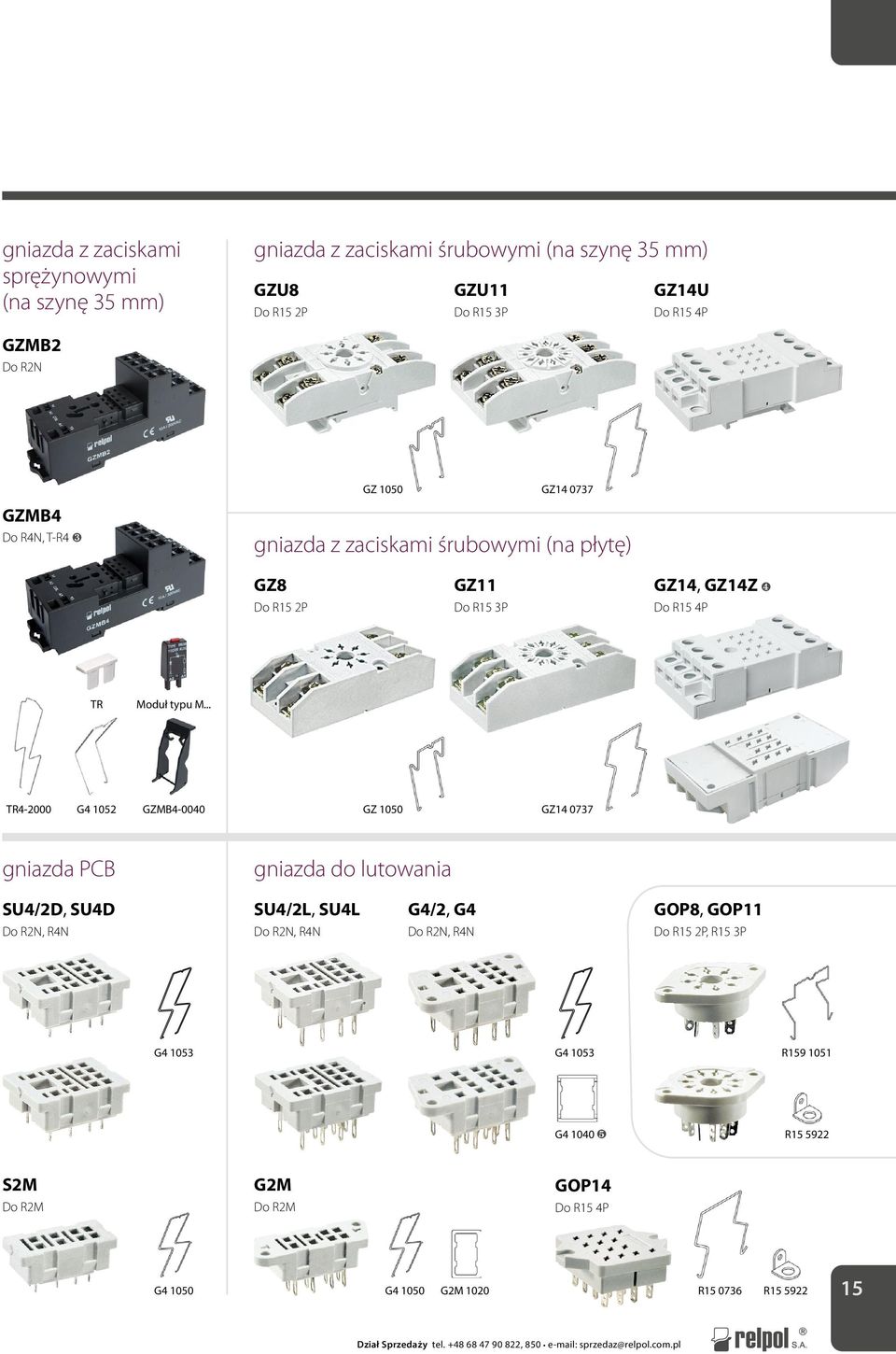 .. TR4-2000 G4 1052 GZMB4-0040 GZ 1050 GZ14 0737 gniazda gniazda do lutowania SU4/2D, SU4D SU4/2L, SU4L G4/2, G4 GOP8, GOP11 Do R2N, R4N Do R2N, R4N Do