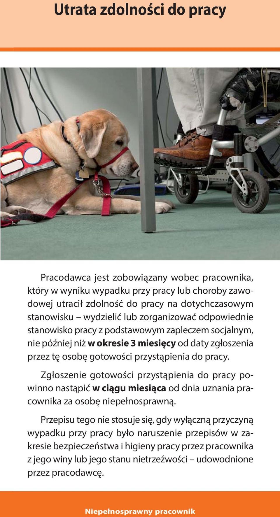 przystąpienia do pracy. Zgłoszenie gotowości przystąpienia do pracy powinno nastąpić w ciągu miesiąca od dnia uznania pracownika za osobę niepełnosprawną.