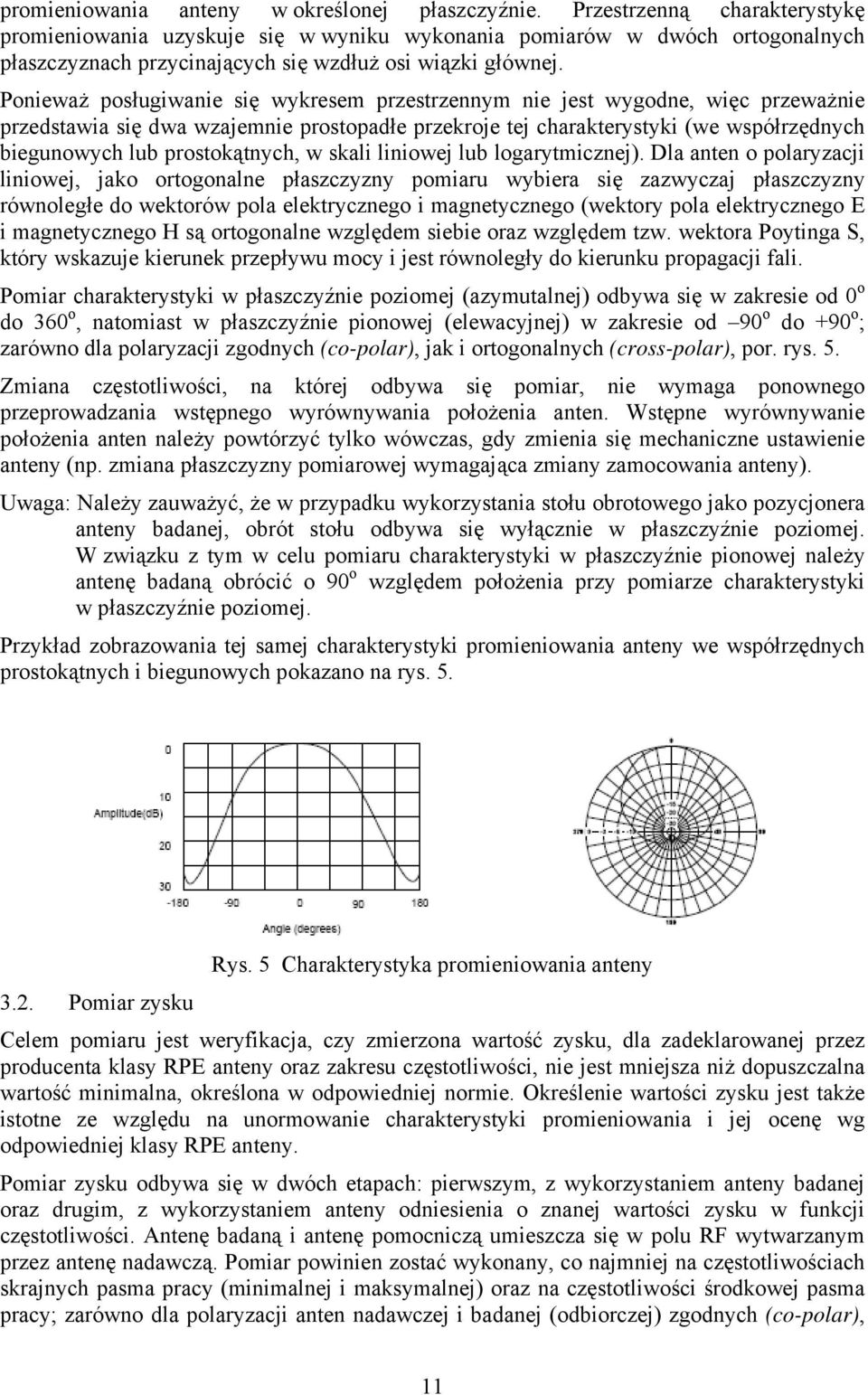 Ponieważ posługiwanie się wykresem przestrzennym nie jest wygodne, więc przeważnie przedstawia się dwa wzajemnie prostopadłe przekroje tej charakterystyki (we współrzędnych biegunowych lub