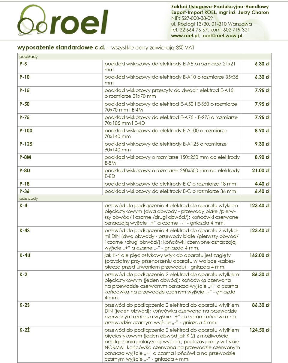 przeszyty do dwóch elektrod E-A15 o rozmiarze 21x70 mm P-50 podkład wiskozowy do elektrod E-A50 I E-S50 o rozmiarze 70x70 mm i E-4M P-75 podkład wiskozowy do elektrod E-A75 - E-S75 o rozmiarze 70x105