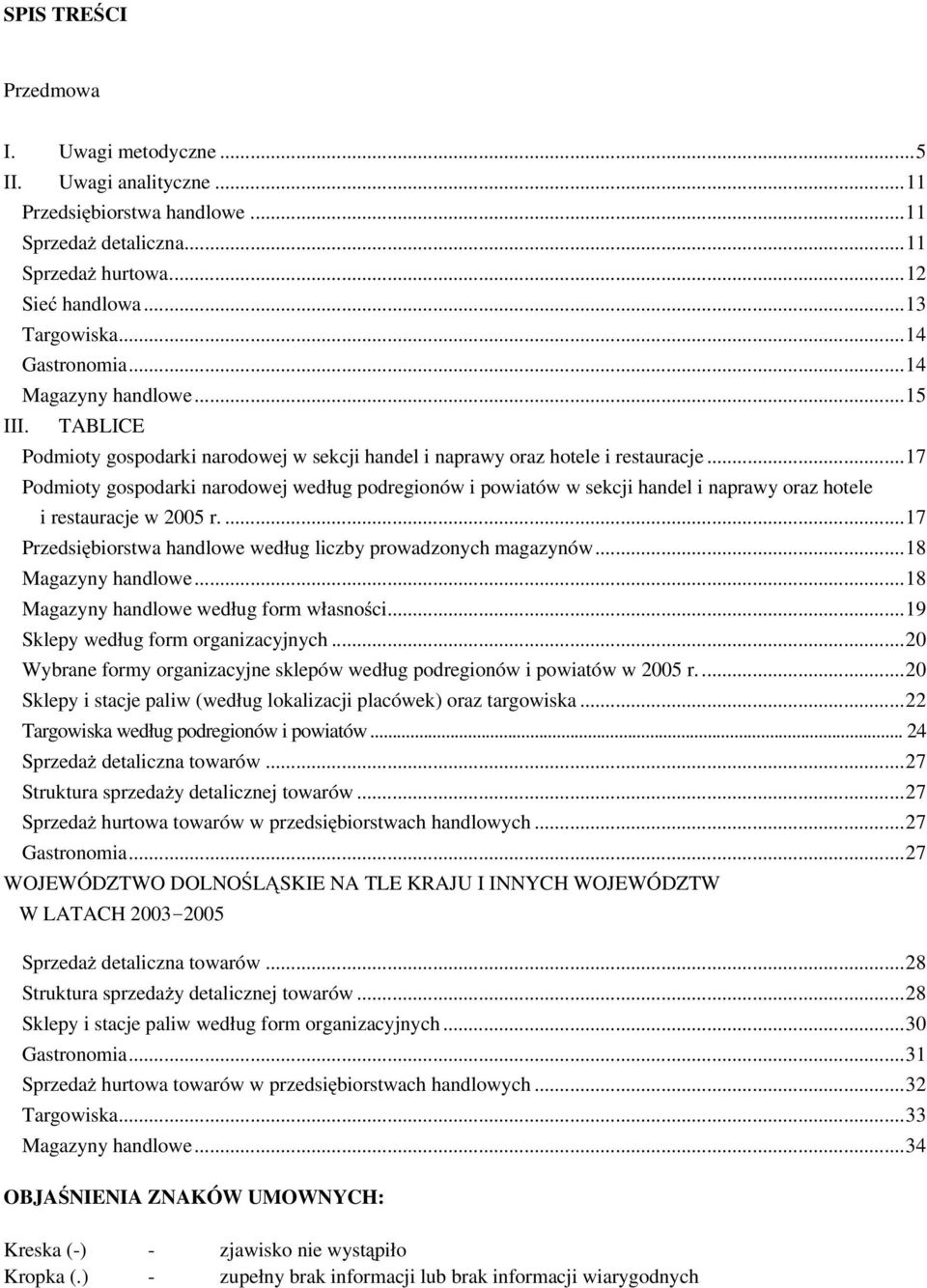 ..17 Podmioty gospodarki narodowej według podregionów i powiatów w sekcji handel i naprawy oraz hotele i restauracje w 2005 r....17 Przedsiębiorstwa handlowe według liczby prowadzonych magazynów.