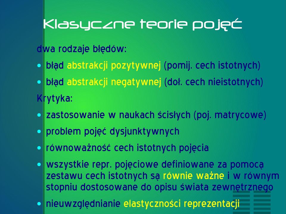 matrycowe) problem pojęć dysjunktywnych równoważność cech istotnych pojęcia wszystkie repr.