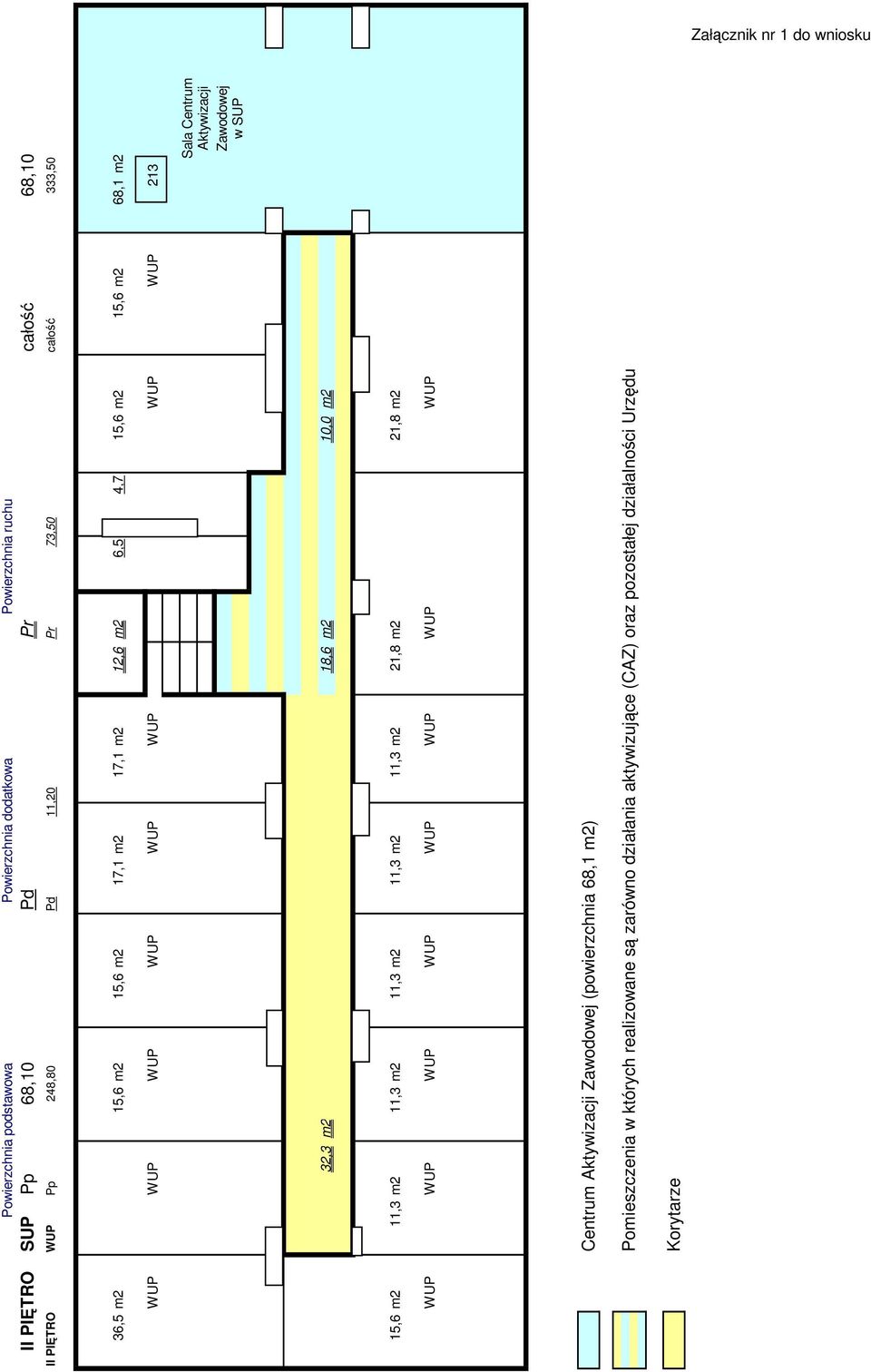 10,0 m2 15,6 m2 11,3 m2 11,3 m2 11,3 m2 11,3 m2 11,3 m2 21,8 m2 21,8 m2 WUP WUP WUP WUP WUP WUP WUP WUP Centrum Aktywizacji Zawodowej (powierzchnia 68,1 m2)