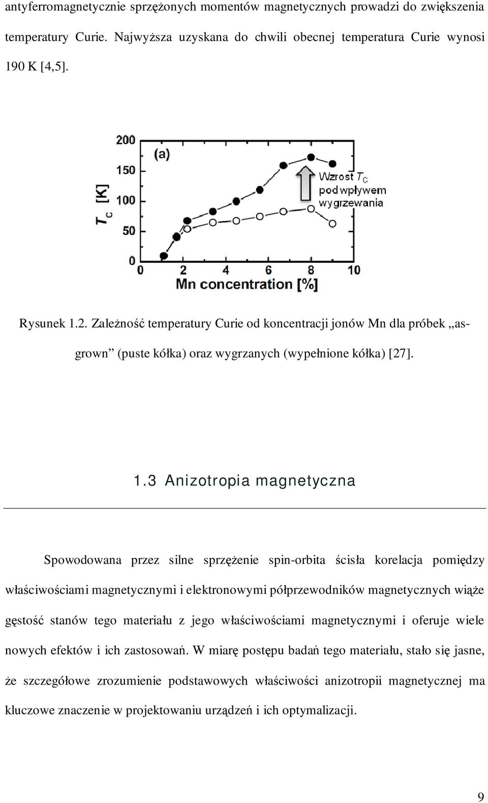 3 Anizotropia magnetyczna Spowodowana przez silne sprzężenie spin-orbita ścisła korelacja pomiędzy właściwościami magnetycznymi i elektronowymi półprzewodników magnetycznych wiąże gęstość stanów tego