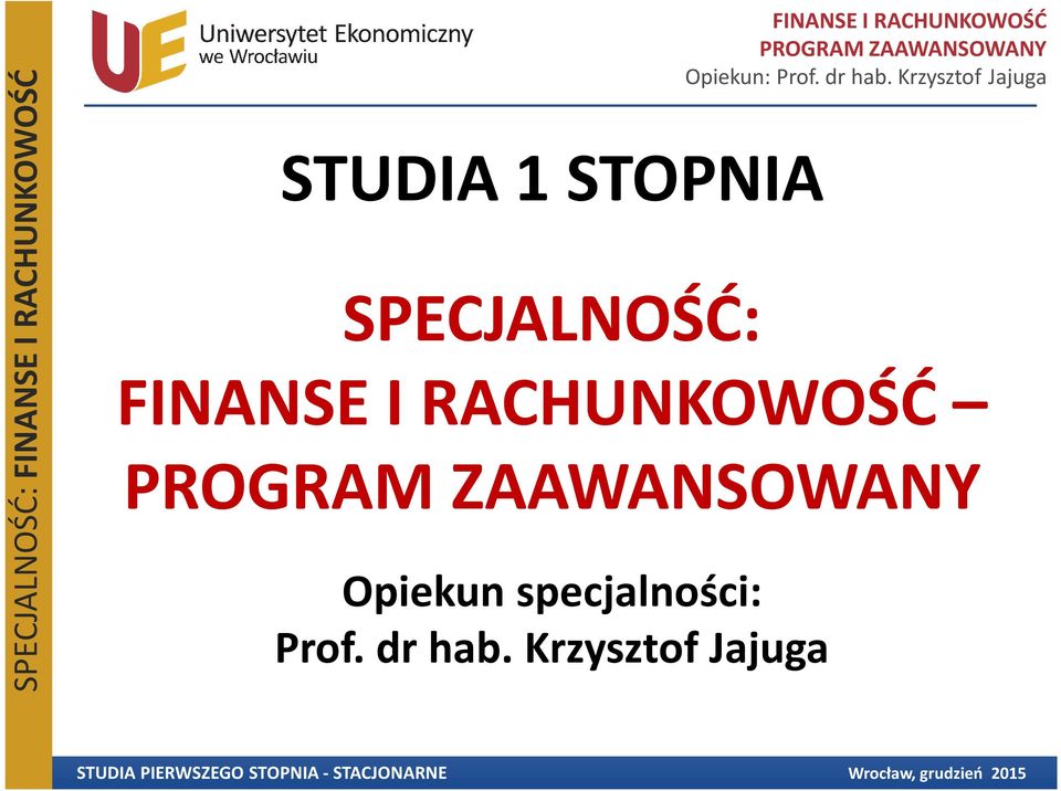 specjalności: Prof.