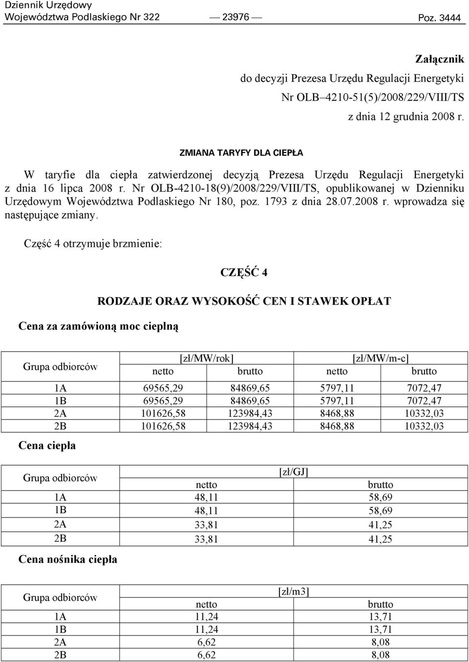 Nr OLB-4210-18(9)/2008/229/VIII/TS, opublikowanej w Dzienniku Urzędowym Województwa Podlaskiego Nr 180, poz. 1793 z dnia 28.07.2008 r. wprowadza się następujące zmiany.