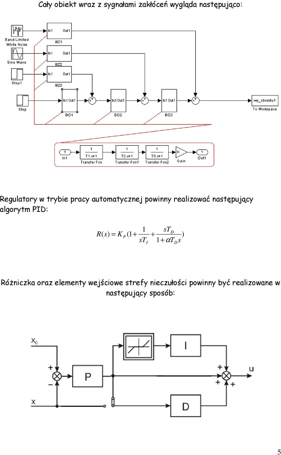 R( s) = K P 1 (1 + st I std + 1+αT D ) s RóŜniczka oraz elementy