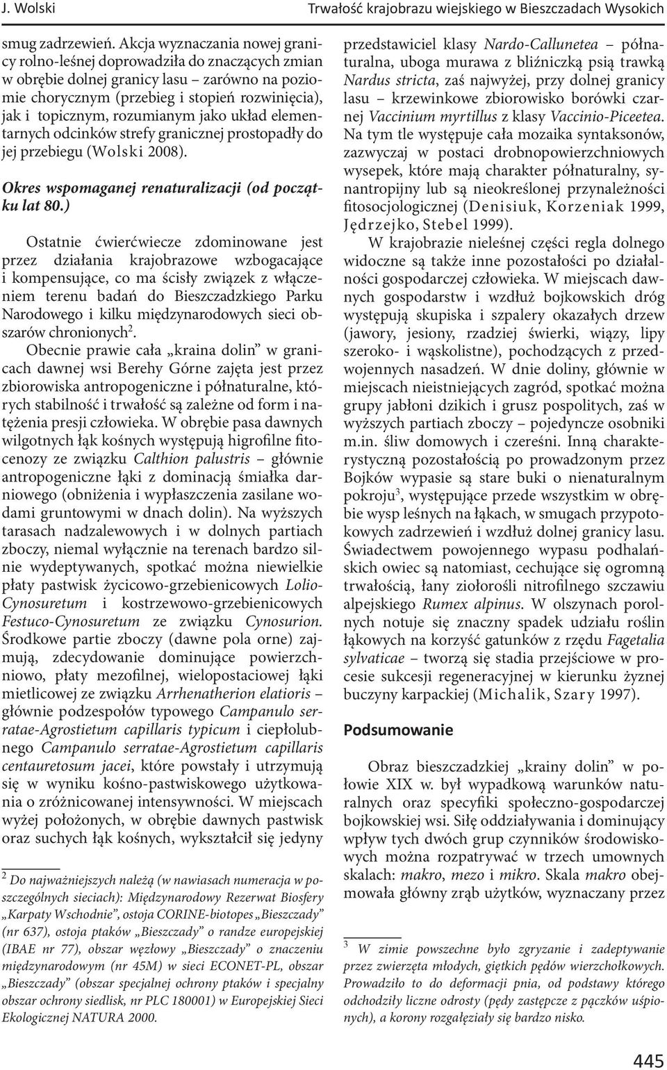 rozumianym jako układ elementarnych odcinków strefy granicznej prostopadły do jej przebiegu (Wolski 2008). Okres wspomaganej renaturalizacji (od początku lat 80.