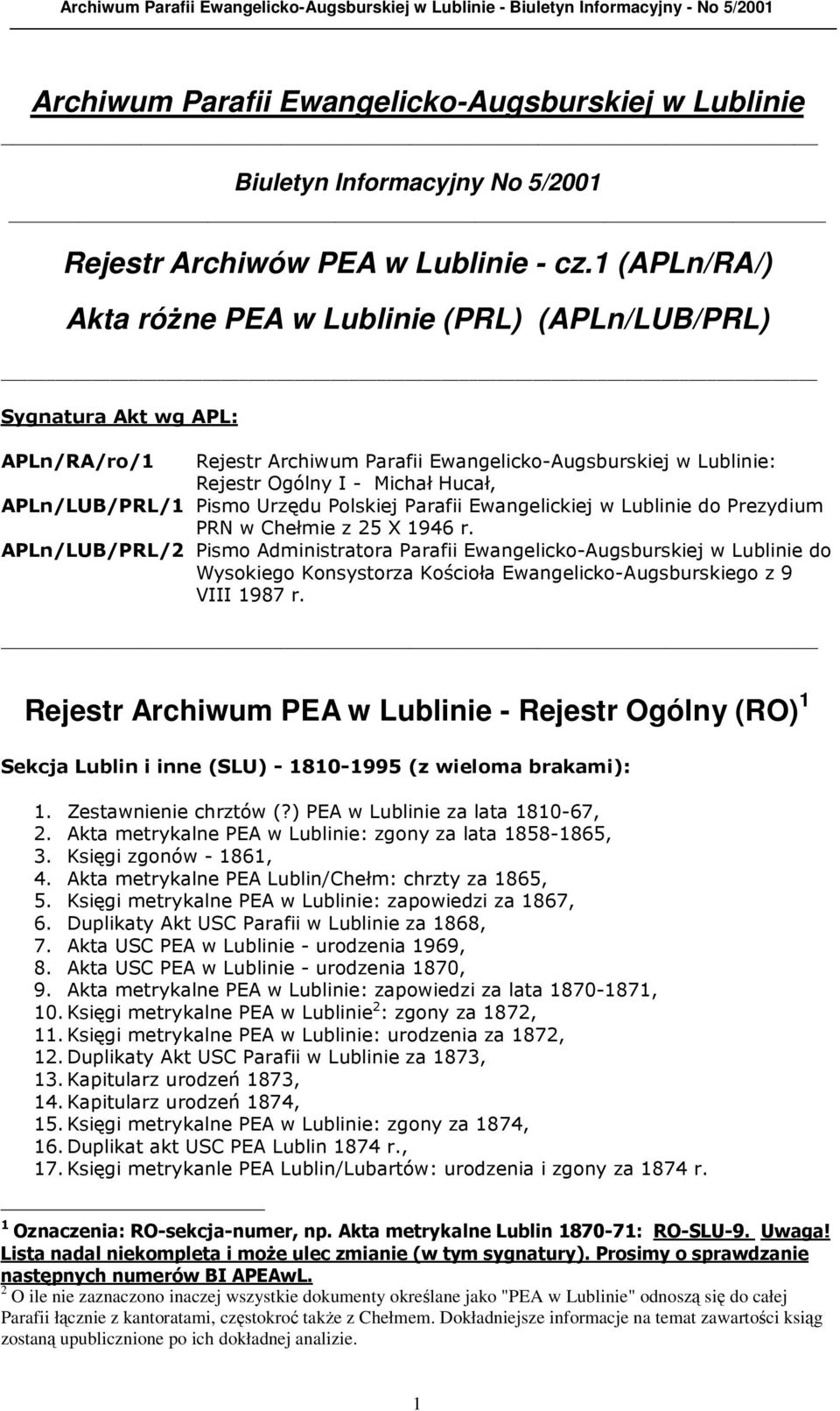 APLn/LUB/PRL/1 Pismo Urzędu Polskiej Parafii Ewangelickiej w Lublinie do Prezydium PRN w Chełmie z 25 X 1946 r.