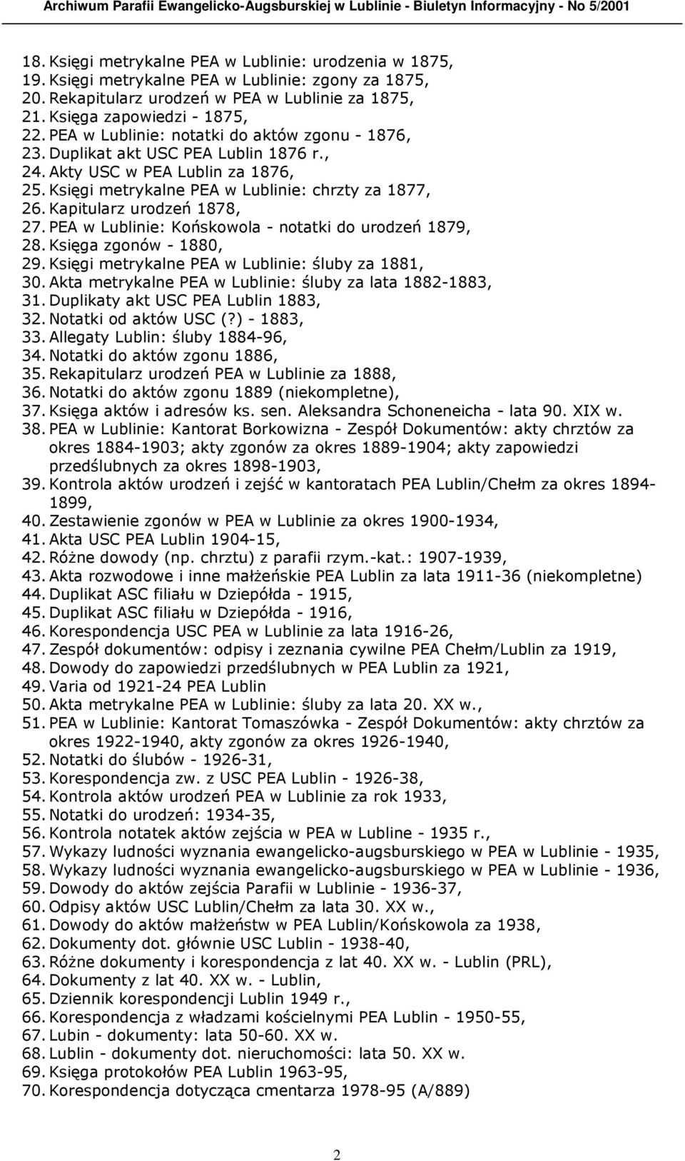 Kapitularz urodzeń 1878, 27. PEA w Lublinie: Końskowola - notatki do urodzeń 1879, 28. Księga zgonów - 1880, 29. Księgi metrykalne PEA w Lublinie: śluby za 1881, 30.