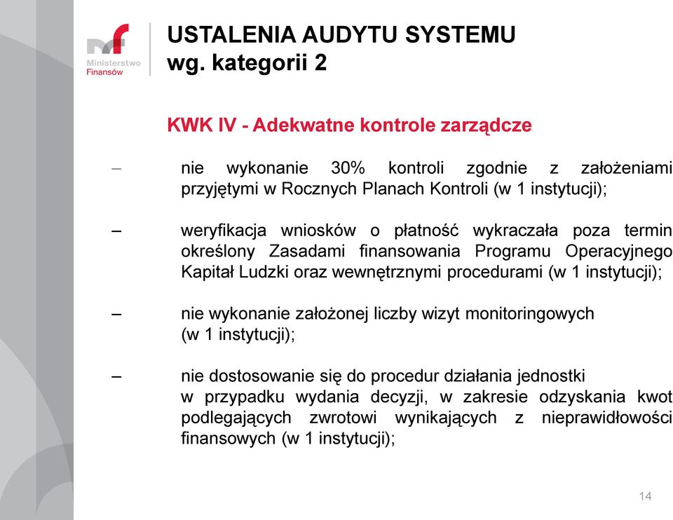 weryfikacja wniosków o płatność wykraczała poza termin określony Zasadami finansowania Programu Operacyjnego Kapitał Ludzki oraz wewnętrznymi procedurami