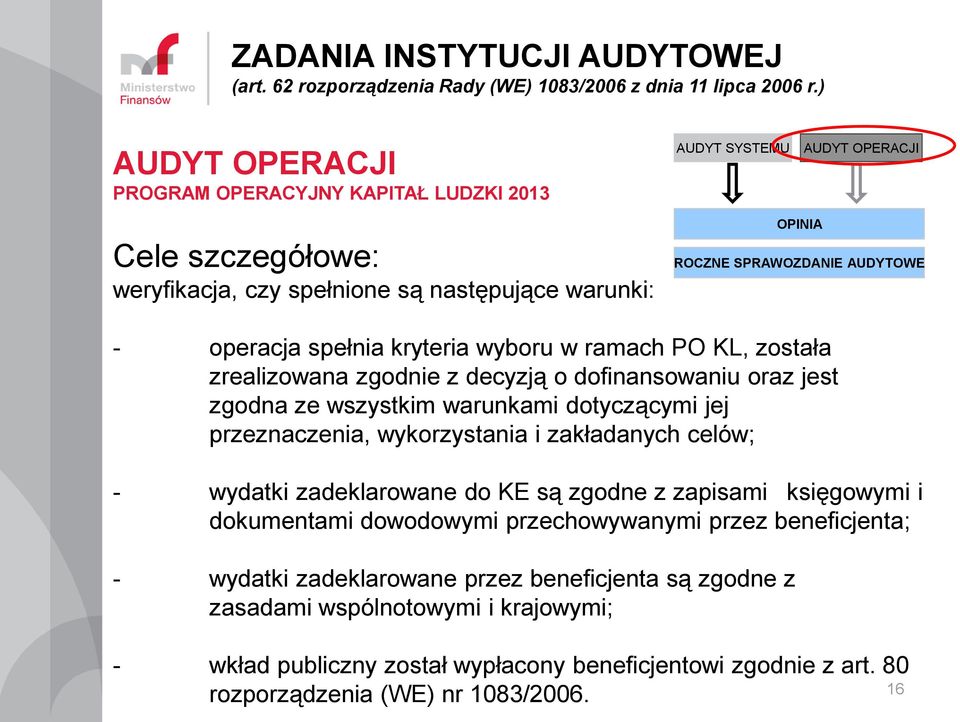 celów; - wydatki zadeklarowane do KE są zgodne z zapisami księgowymi i dokumentami dowodowymi przechowywanymi przez beneficjenta; - wydatki zadeklarowane przez