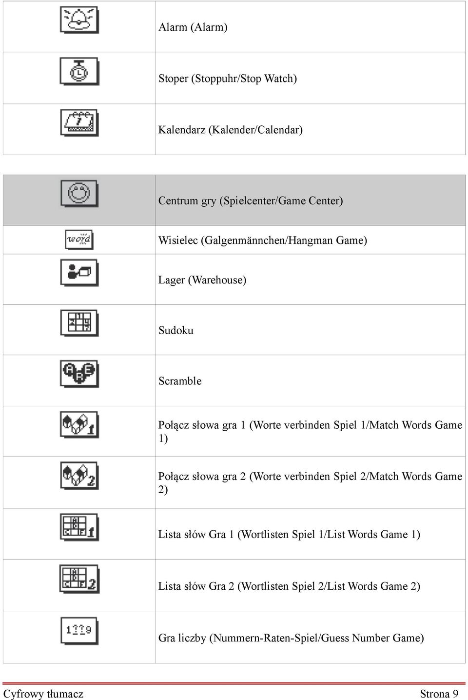 1) Połącz słowa gra 2 (Worte verbinden Spiel 2/Match Words Game 2) Lista słów Gra 1 (Wortlisten Spiel 1/List Words Game 1)