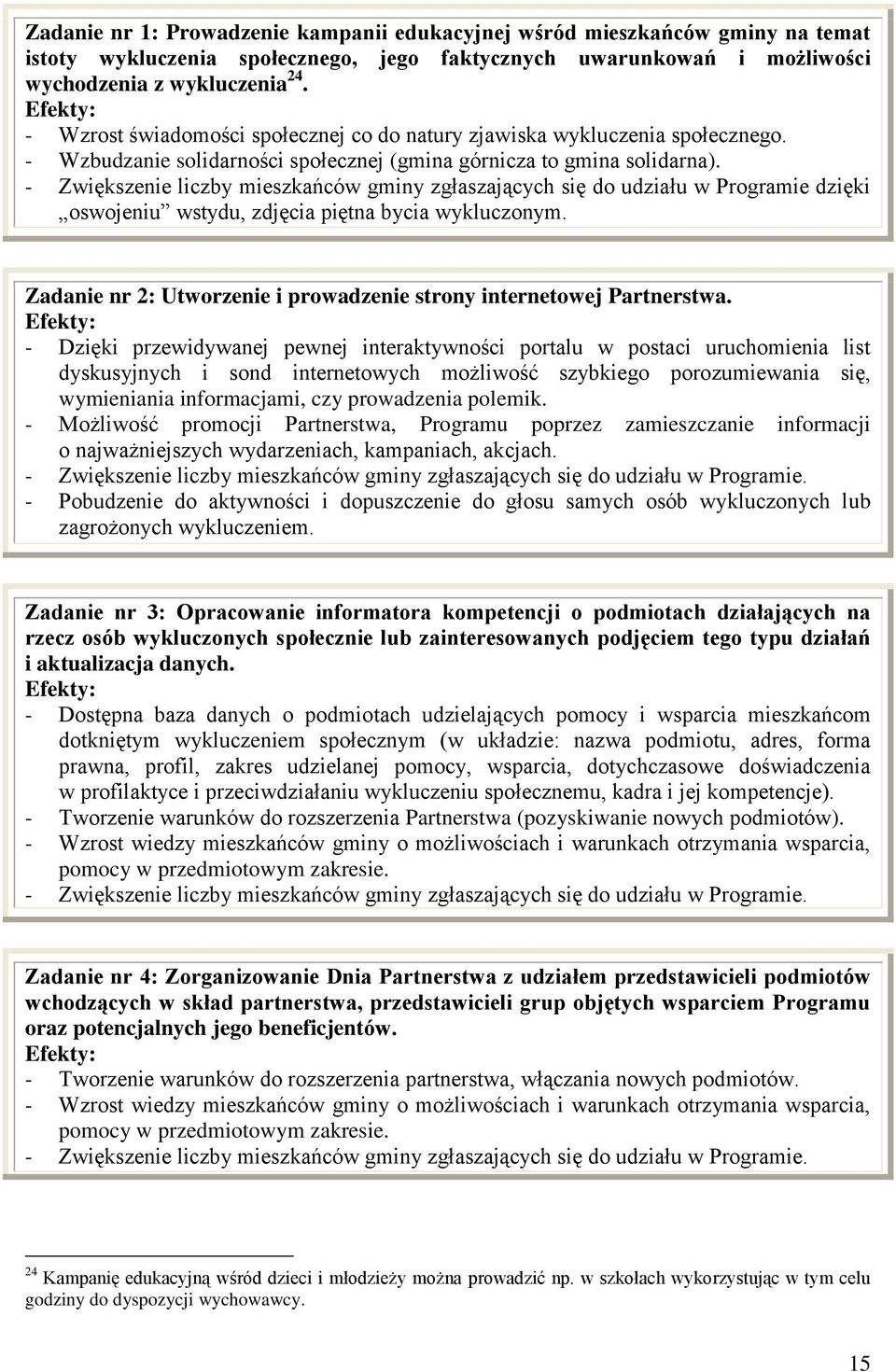 - Zwiększenie liczby mieszkańców gminy zgłaszających się do udziału w Programie dzięki oswojeniu wstydu, zdjęcia piętna bycia wykluczonym.