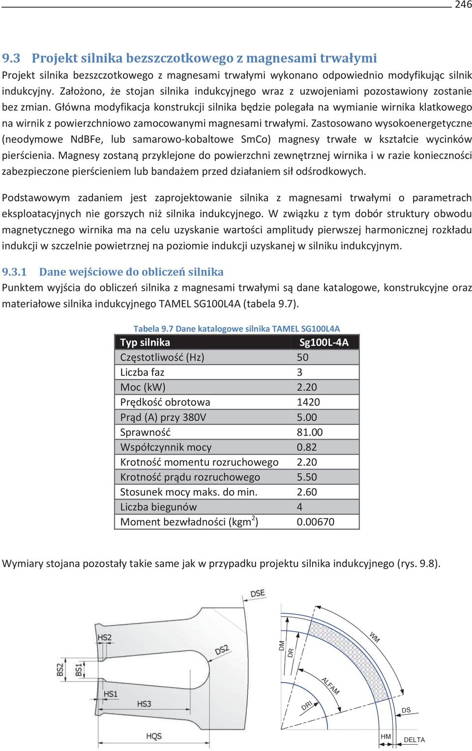 Główna odyfikacja konstrukcji silnika będzie polegała na wyianie wirnika klatkowego na wirnik z powierzchniowo zaocowanyi agnesai trwałyi.