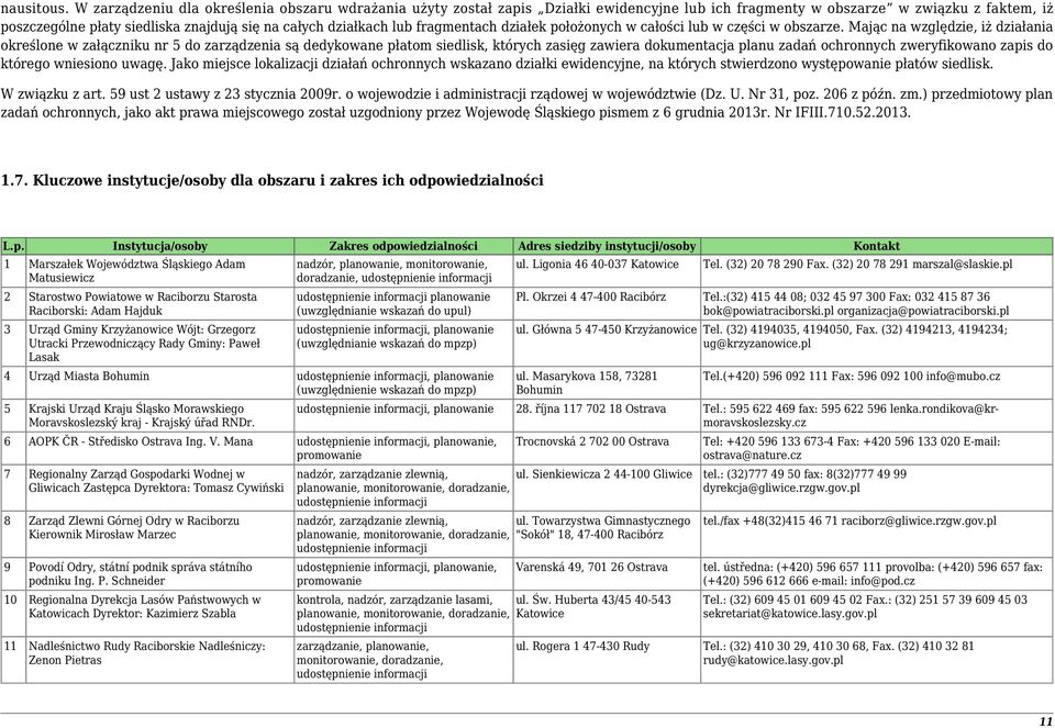 lub fragmentach działek położonych w całości lub w części w obszarze.