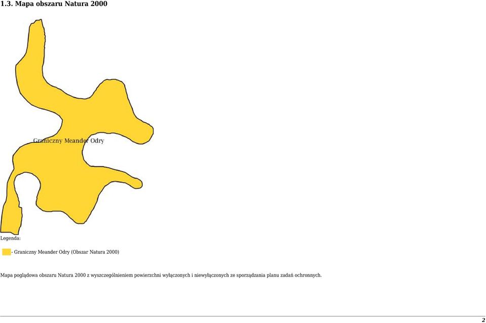 obszaru Natura 2000 z wyszczególnieniem powierzchni