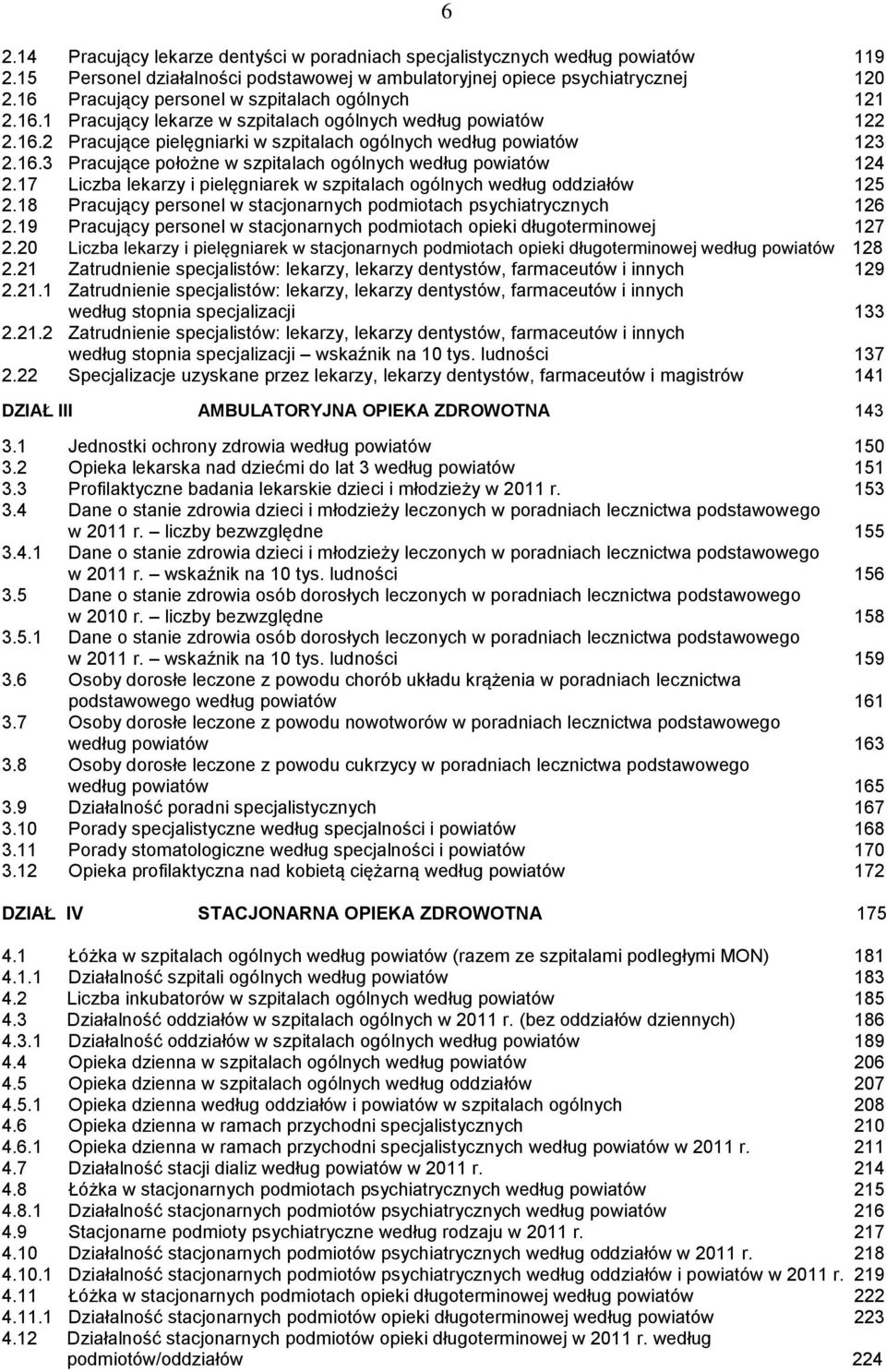 17 Liczba lekarzy i pielęgniarek w szpitalach ogólnych według oddziałów 125 2.18 Pracujący personel w stacjonarnych podmiotach psychiatrycznych 126 2.