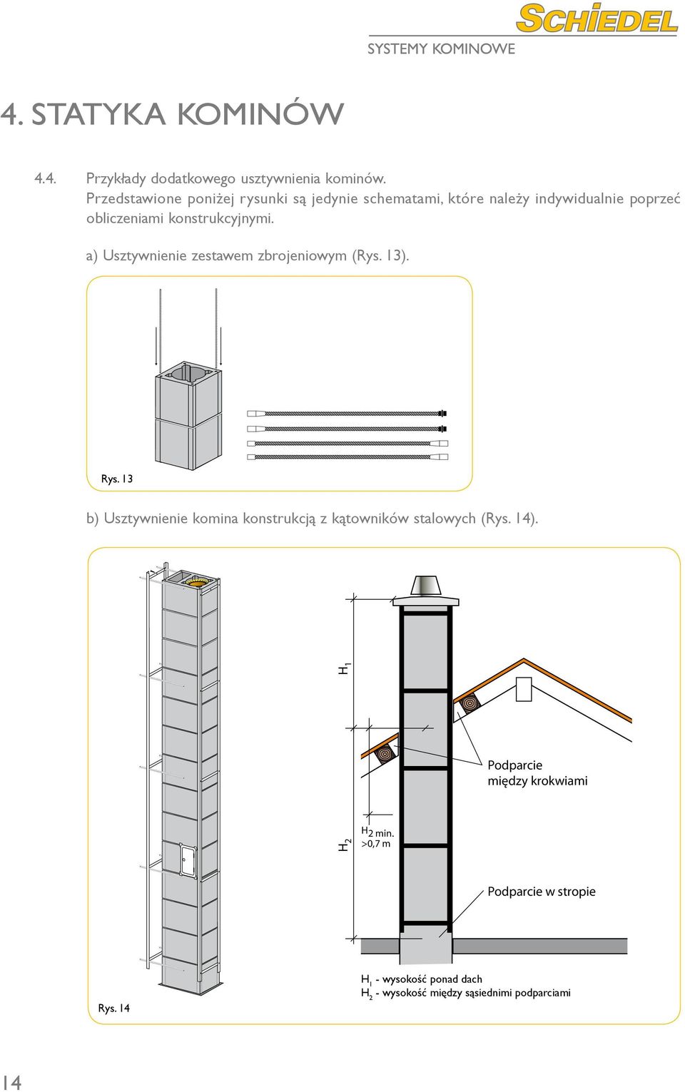 konstrukcyjnymi. a) Usztywnienie zestawem zbrojeniowym (Rys. 13). Rys.