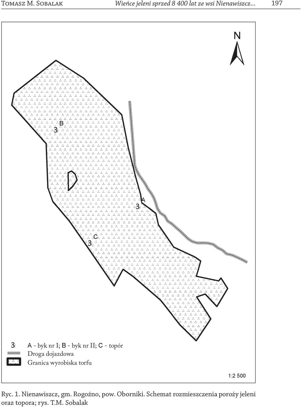 dojazdowa Granica wyrobiska torfu 1:2 500 Ryc. 1. Nienawiszcz, gm.