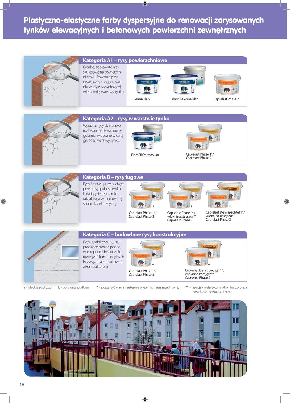 PermaSilan FibroSil/PermaSilan Cap-elast Phase 2 Kategoria A2 rysy w warstwie tynku Wyraźnie rysy skurczowe rozłożone siatkowo nieregularnie, widoczne w całej grubości warstwy tynku.