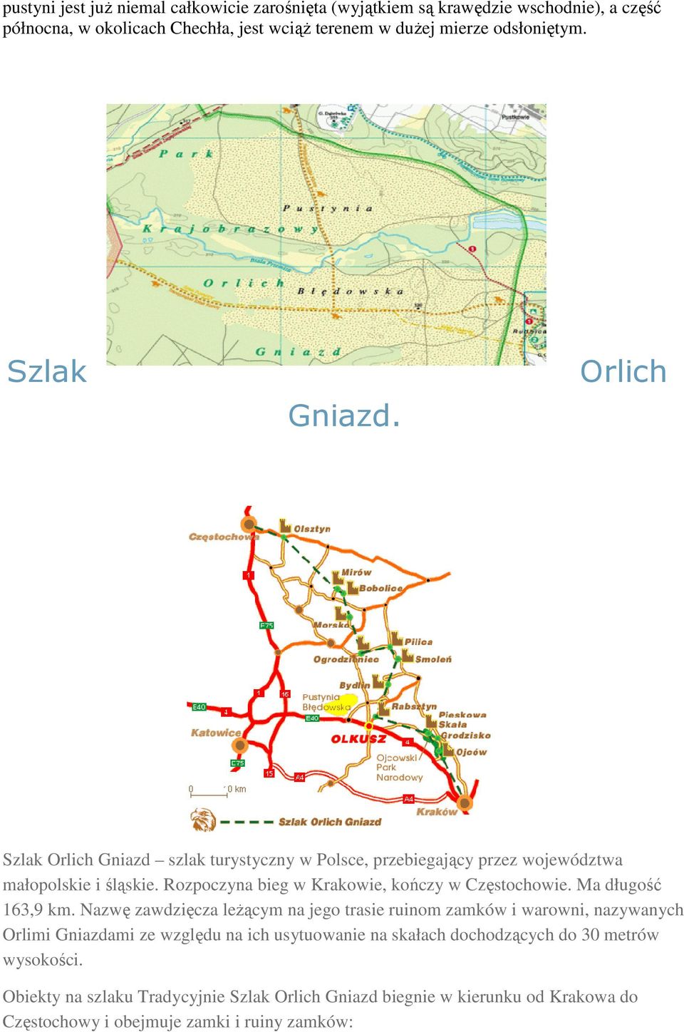 Rozpoczyna bieg w Krakowie, kończy w Częstochowie. Ma długość 163,9 km.