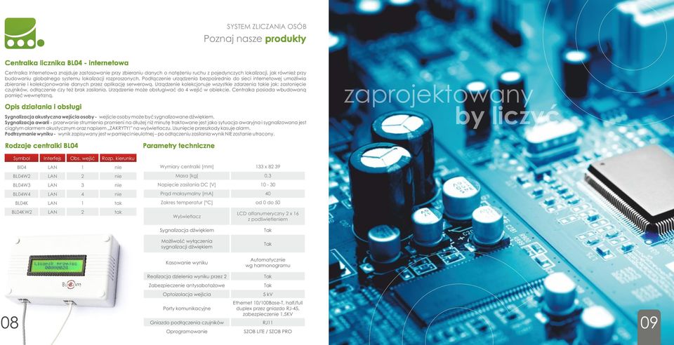 Urz¹dzenie kolekcjonuje wszystkie zdarzenia takie jak: zas³oniêcie czujników, od³¹czenie czy te brak zasilania. Urz¹dzenie mo e obs³ugiwaæ do 4 wejœæ w obiekcie.