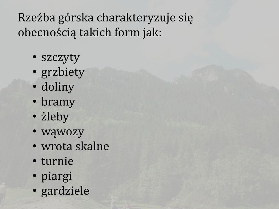 szczyty grzbiety doliny bramy