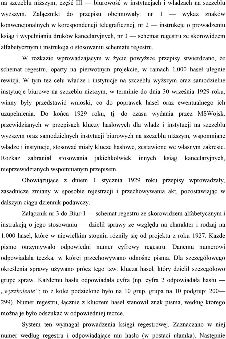 ze skorowidzem alfabetycznym i instrukcją o stosowaniu schematu regestru.