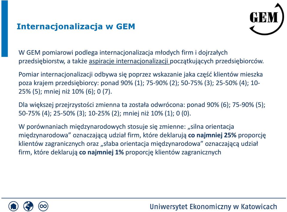 Dla większej przejrzystości zmienna ta została odwrócona: ponad 90% (6); 75-90% (5); 50-75% (4); 25-50% (3); 10-25% (2); mniej niż 10% (1); 0 (0).