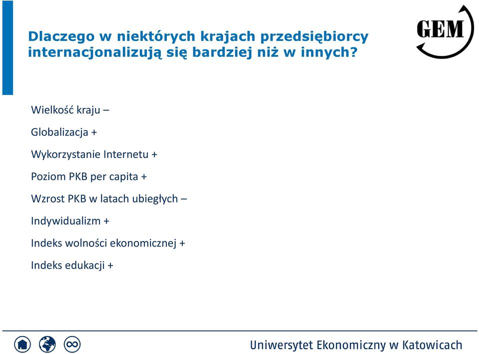 Wielkość kraju Globalizacja + Wykorzystanie Internetu + Poziom PKB