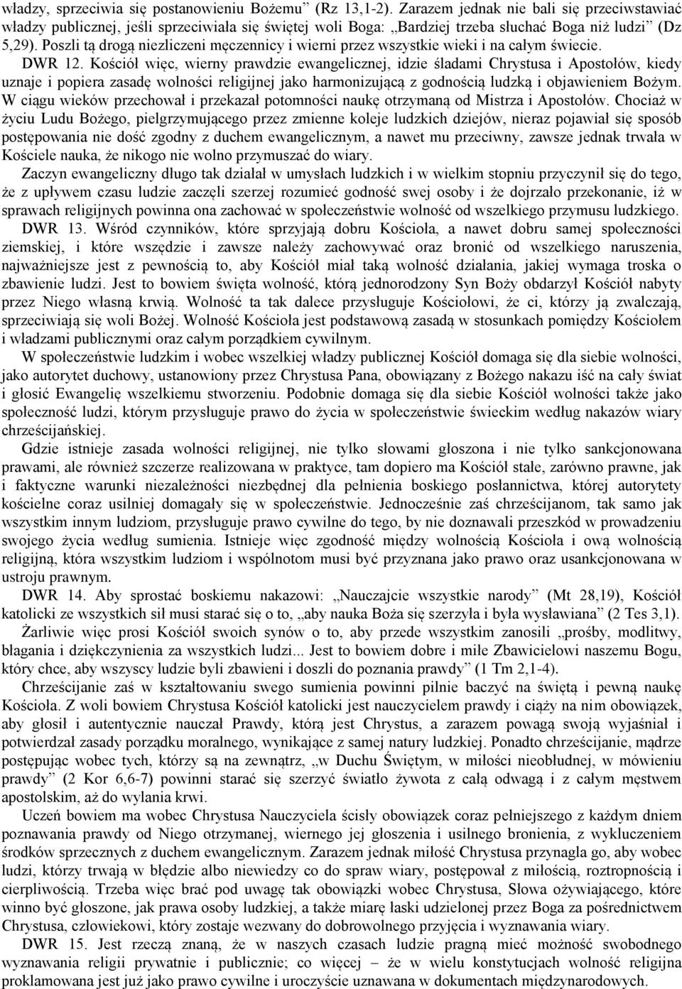 Poszli tą drogą niezliczeni męczennicy i wierni przez wszystkie wieki i na całym świecie. DWR 12.