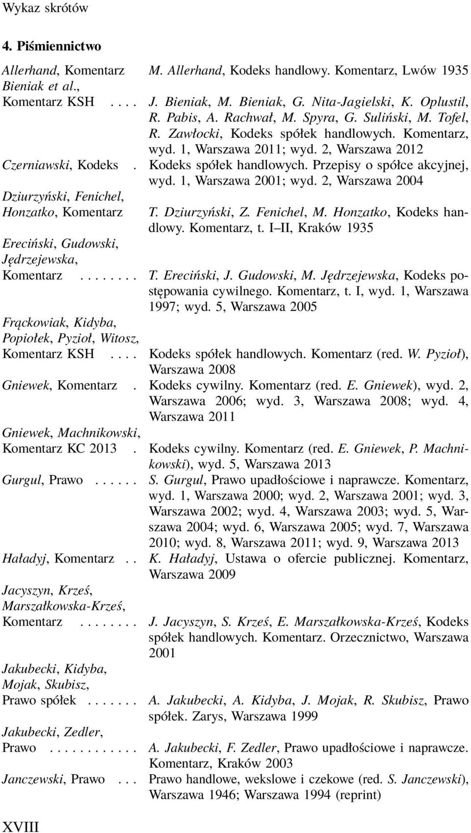 1, Warszawa 2001; wyd. 2, Warszawa 2004 Dziurzyński, Fenichel, Honzatko, Komentarz T. Dziurzyński, Z. Fenichel, M. Honzatko, Kodeks handlowy. Komentarz, t.