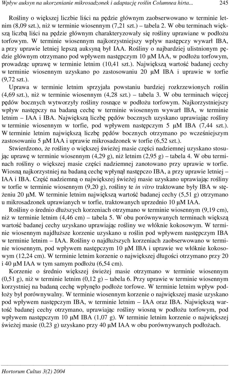 W terminie wiosennym najkorzystniejszy wpływ nastpczy wywarł IBA, a przy uprawie letniej lepsz auksyn był IAA.