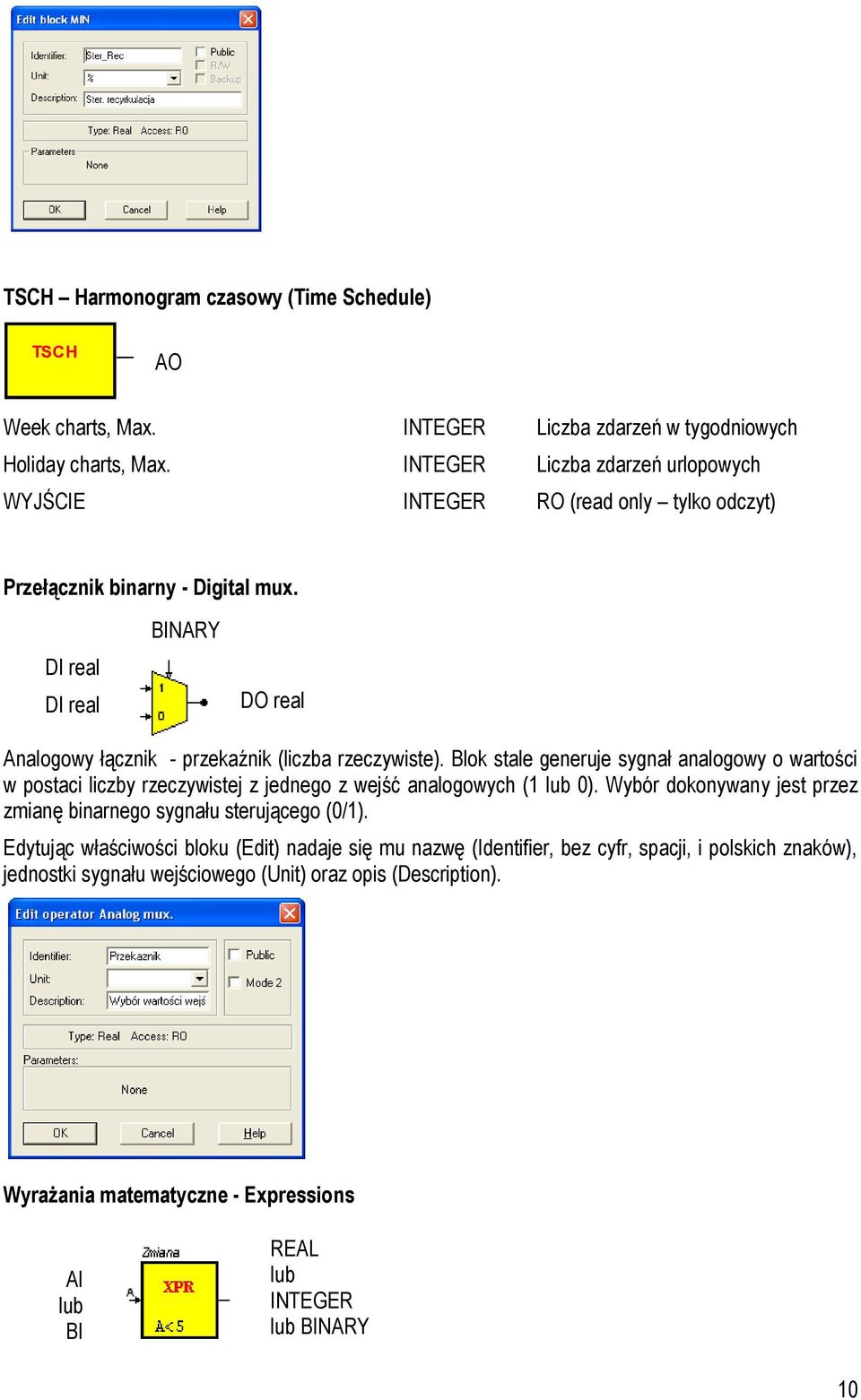 DI real DI real BINARY DO real Analogowy łącznik - przekaźnik (liczba rzeczywiste).