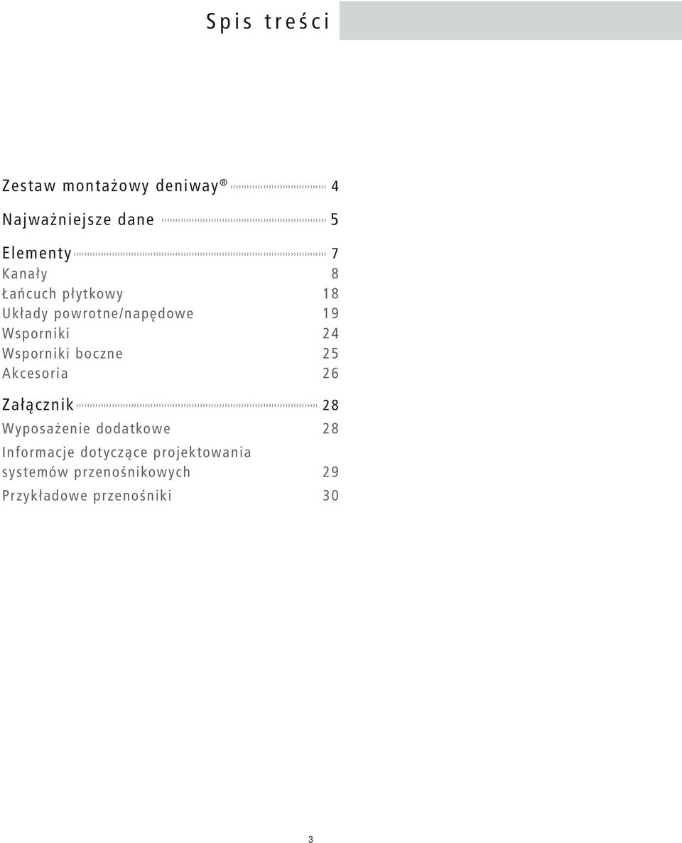 Wsporniki boczne 25 kcesoria 26 Załącznik 28 Wyposażenie dodatkowe 28