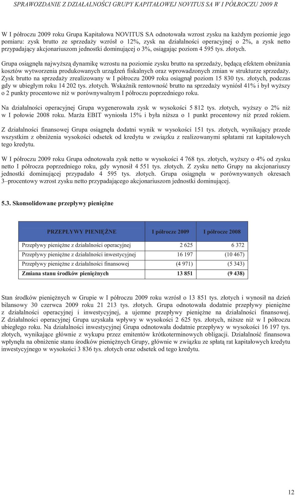 Grupa osi gn ła najwy sz dynamik wzrostu na poziomie zysku brutto na sprzeda y, b d c efektem obni ania kosztów wytworzenia produkowanych urz dze fiskalnych oraz wprowadzonych zmian w strukturze