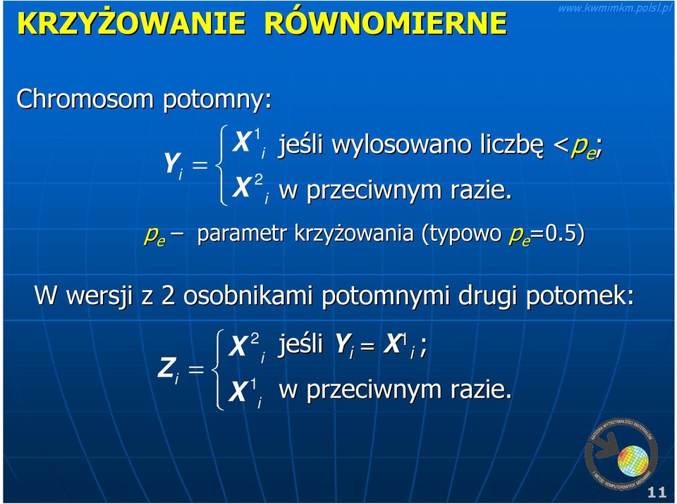 p e parametr krzyŝowania (typowo p e =0.