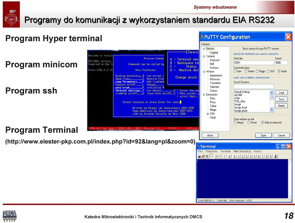 Program minicom Program ssh Program Terminal