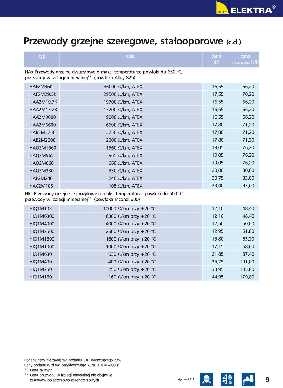 2K HAA2M9000 HAA2M6600 HAB2M3750 HAB2M2300 HAQ2M1560 HAQ2M965 HAQ2M660 HAQ2M330 HAP2M240 HAC2M105 36000 /km, ATEX 29500 /km, ATEX 19700 /km, ATEX 13200 /km, ATEX 9000 /km, ATEX 6600 /km, ATEX 3750