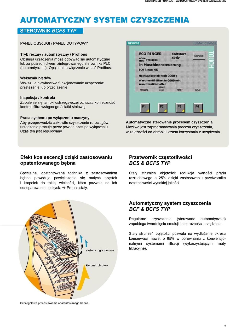 Wskaźnik błędów Wskazuje niewłaściwe funkcjonowanie urządzenia: przetężenie lub przeciążenie Inspekcja / kontrola Zapalenie się lampki ostrzegawczej oznacza konieczność kontroli filtra wstępnego /