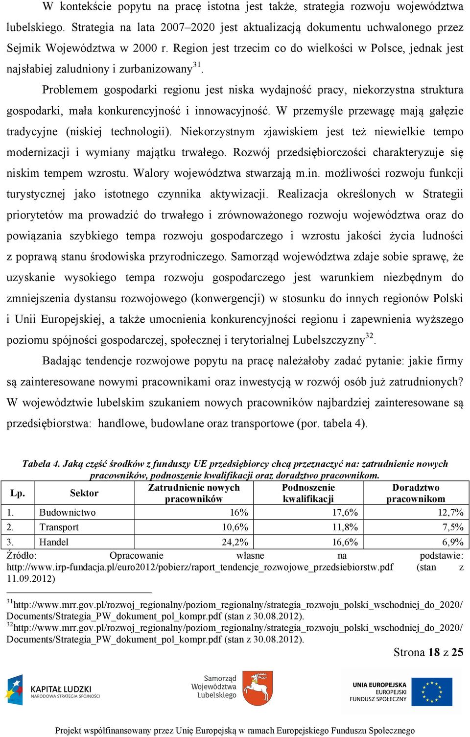 Problemem gospodarki regionu jest niska wydajność pracy, niekorzystna struktura gospodarki, mała konkurencyjność i innowacyjność. W przemyśle przewagę mają gałęzie tradycyjne (niskiej technologii).