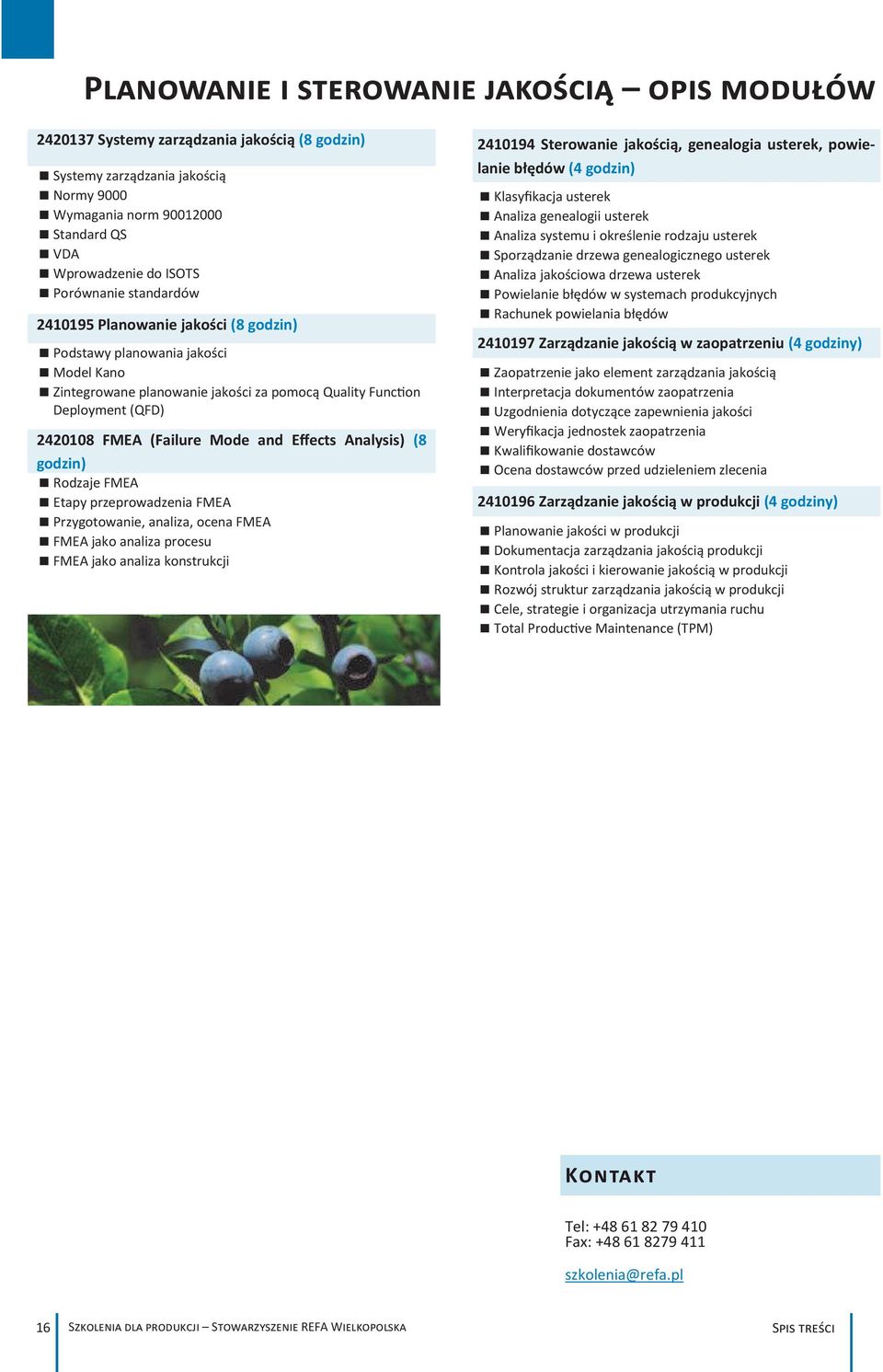 Mode and Effects Analysis) (8 godzin) Rodzaje FMEA Etapy przeprowadzenia FMEA Przygotowanie, analiza, ocena FMEA FMEA jako analiza procesu FMEA jako analiza konstrukcji 2410194 Sterowanie jakością,