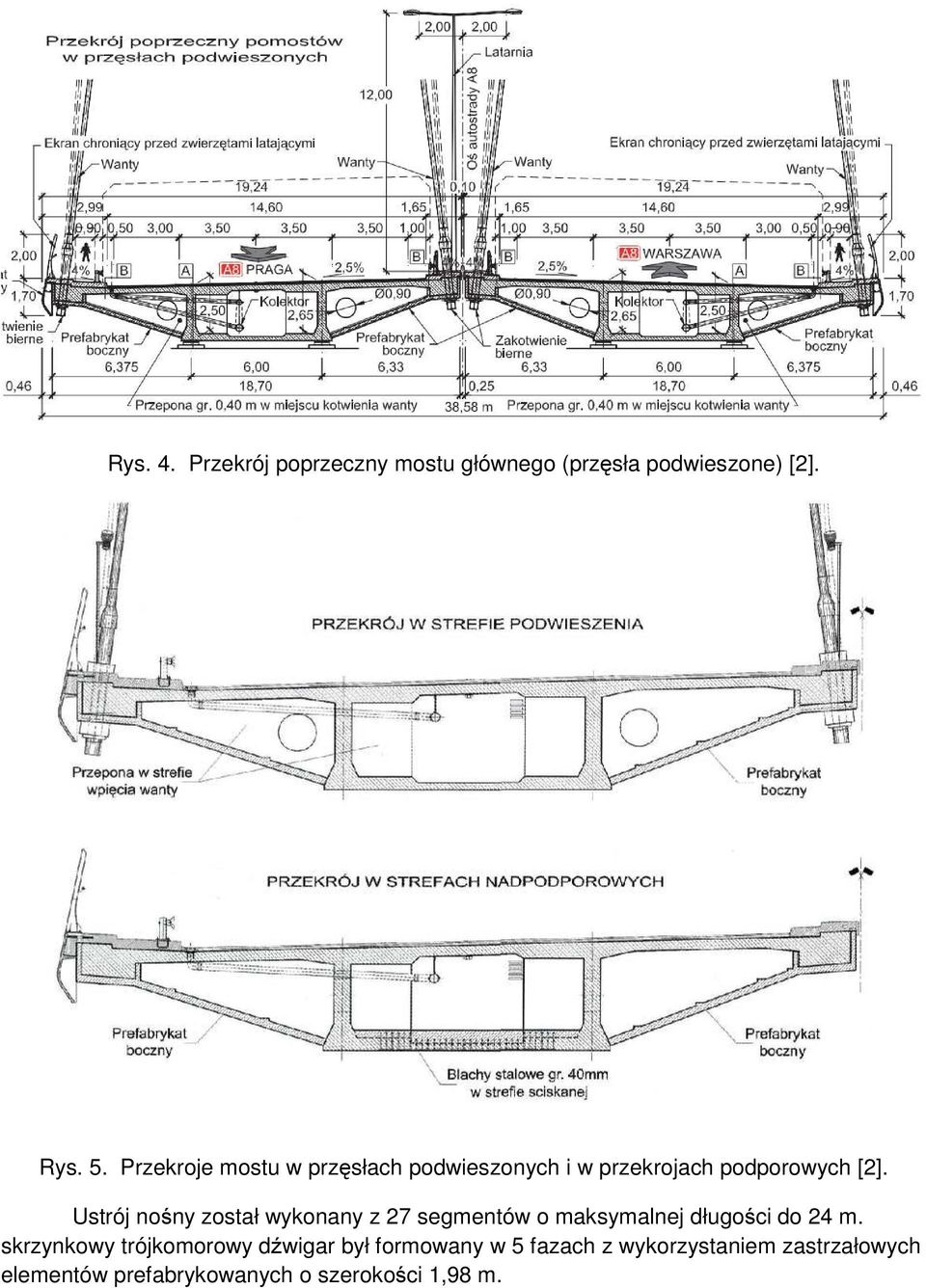 Ustrój nośny został wykonany z 27 segmentów o maksymalnej długości do 24 m.