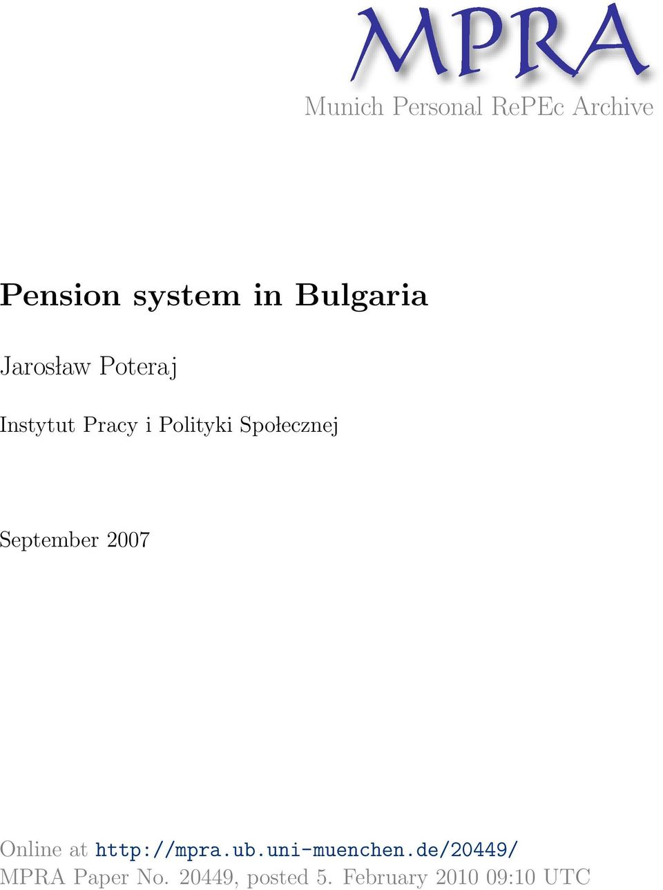 lecznej September 2007 Online at http://mpra.ub.