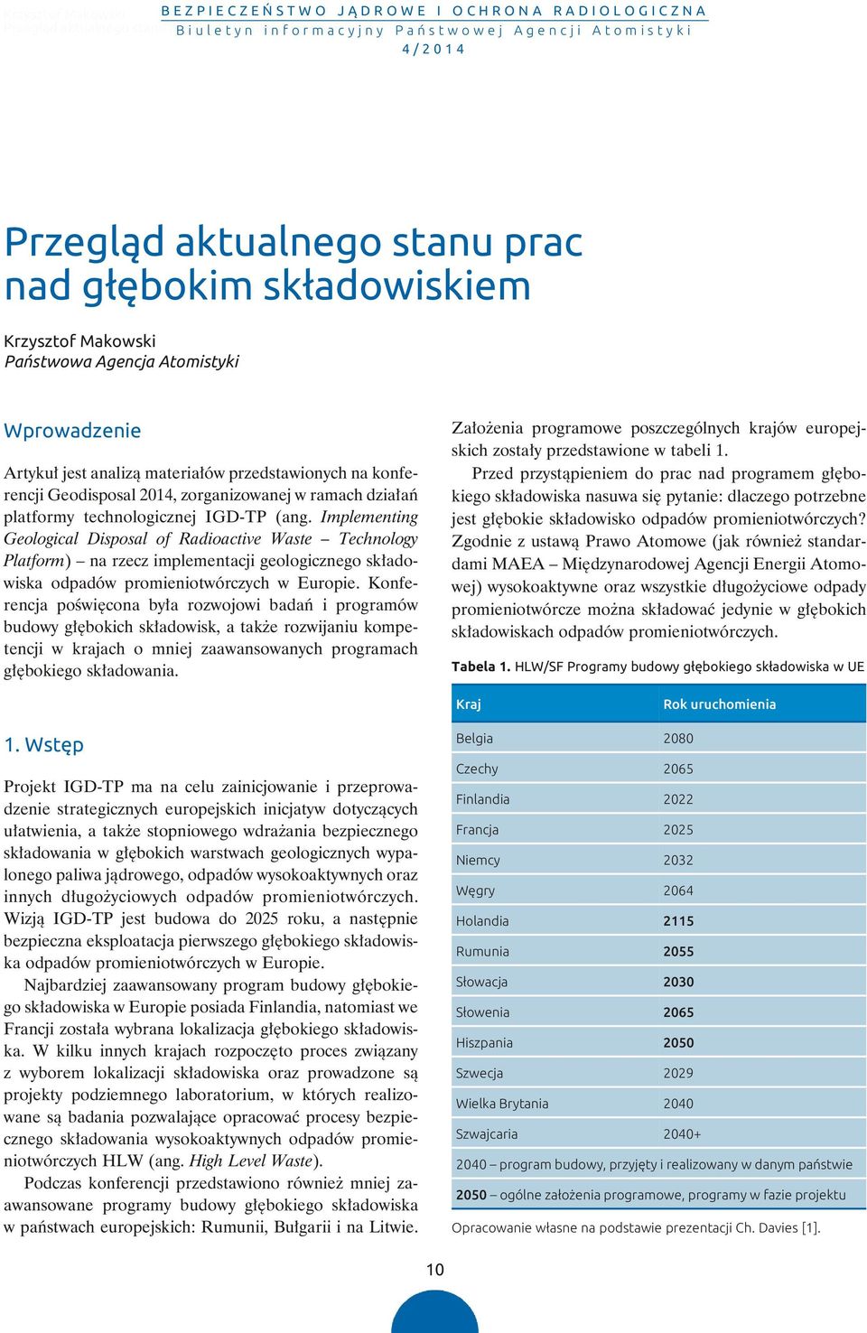 zorganizowanej w ramach działań platformy technologicznej IGD-TP (ang.