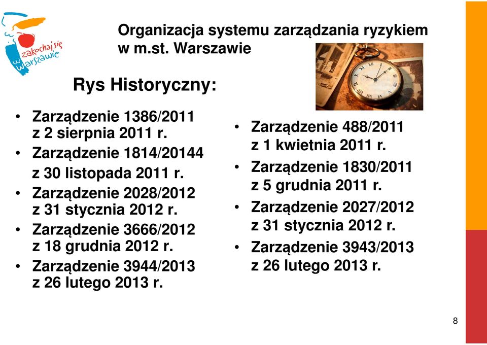 Zarządzenie 3666/2012 z 18 grudnia 2012 r. Zarządzenie 3944/2013 z 26 lutego 2013 r.