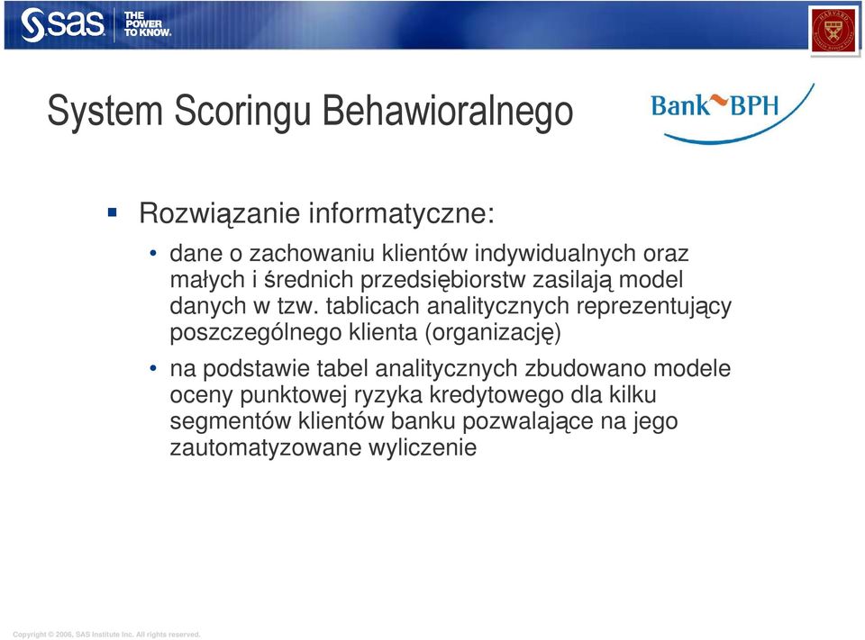 tablicach analitycznych reprezentujący poszczególnego klienta (organizację) na podstawie tabel