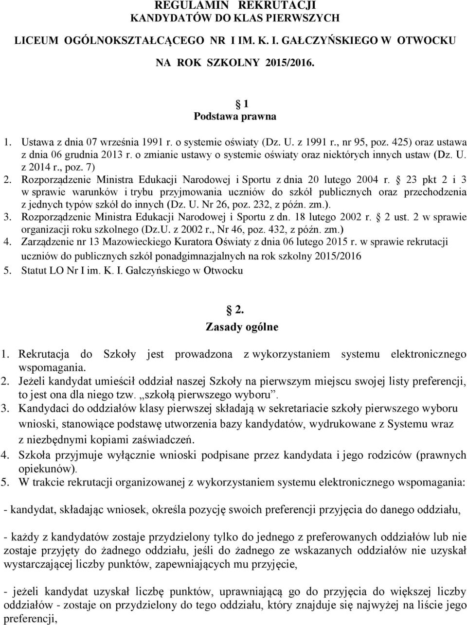 Rozporządzenie Ministra Edukacji Narodowej i Sportu z dnia 20 lutego 2004 r.